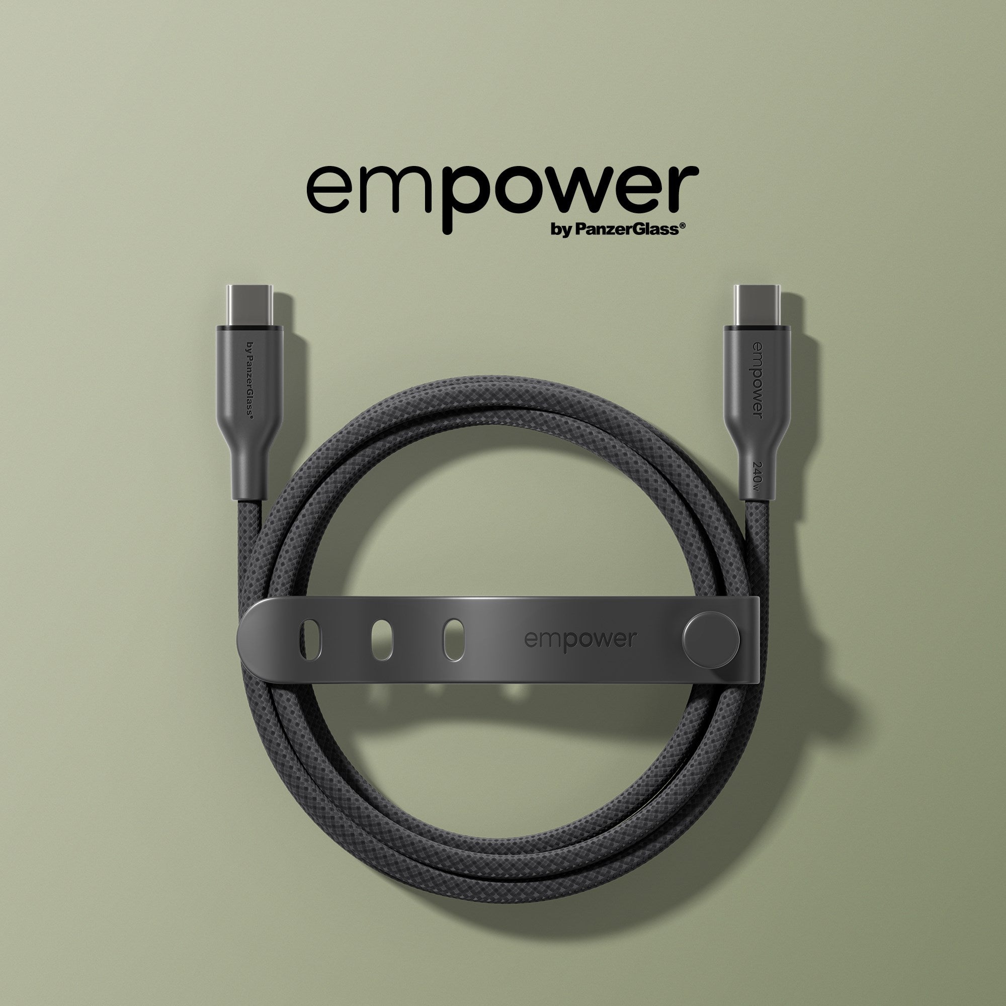 empower by PanzerGlass® Racing 240W USB-C to USB-C Kabel | USB 2.0 | 2M | Weltall Schwarz